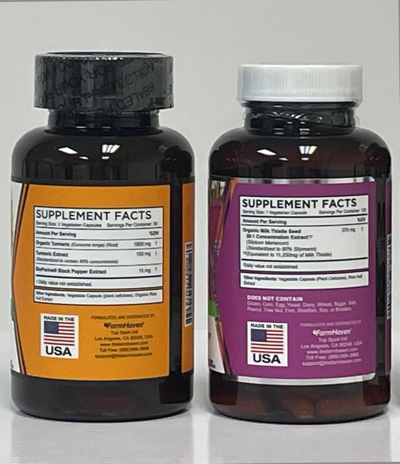120 Milk Thistle Capsules + 90 Turmeric Curcumin Capsules by FarmHaven
