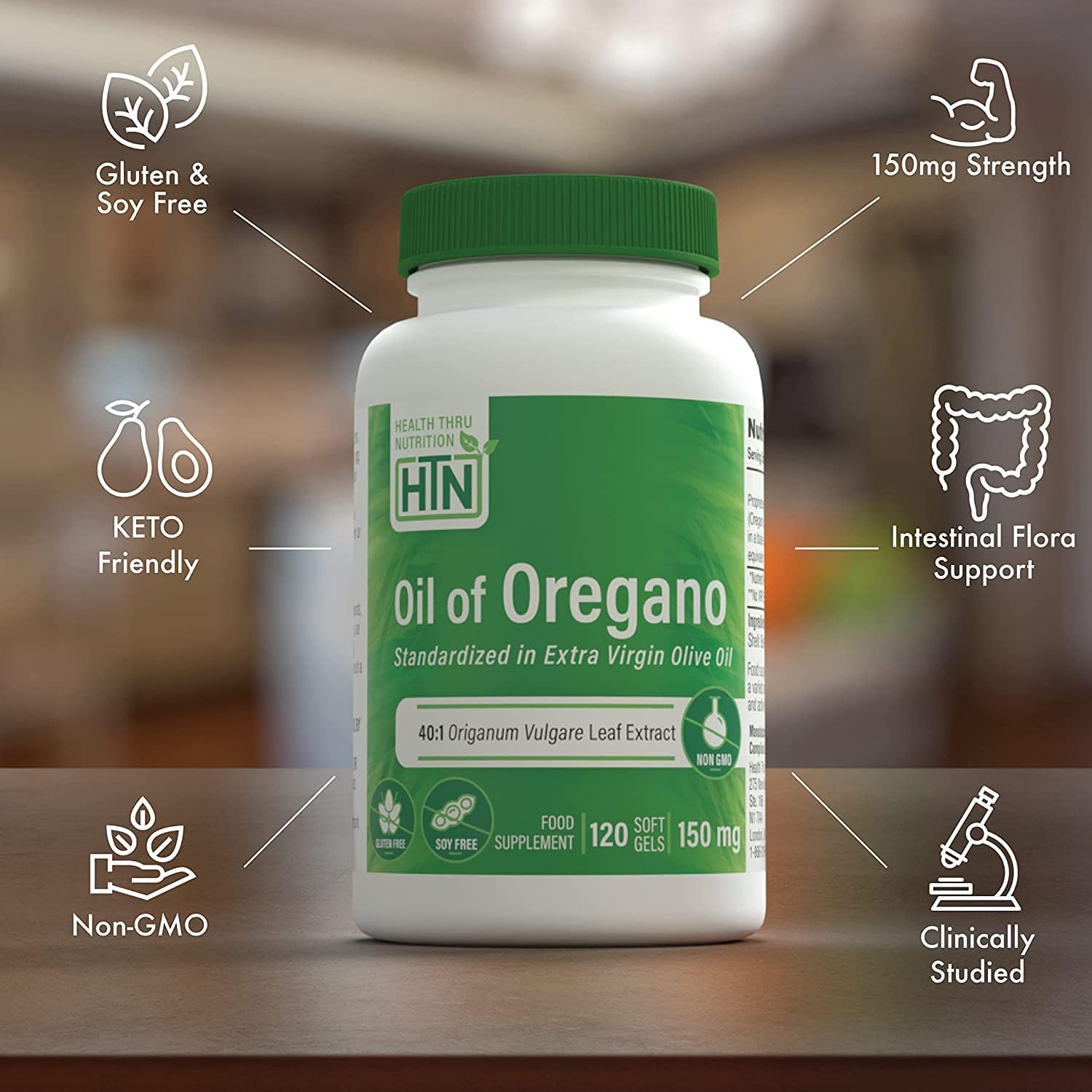 120 Mini-Softgels of European Wild Harvested Oil of Oregano - 40:1 Origanum Vulgare Equivalent to 600mg - Non-GMO Gluten Free by Health Thru Nutrition
