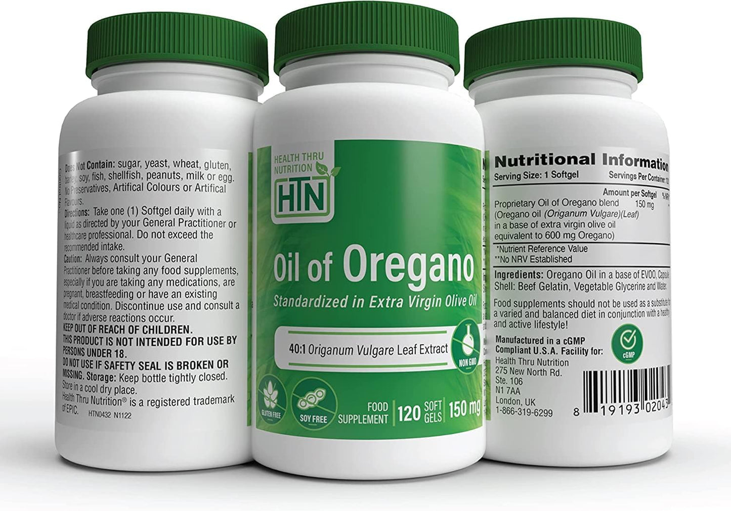 120 Mini-Softgels of European Wild Harvested Oil of Oregano - 40:1 Origanum Vulgare Equivalent to 600mg - Non-GMO Gluten Free by Health Thru Nutrition