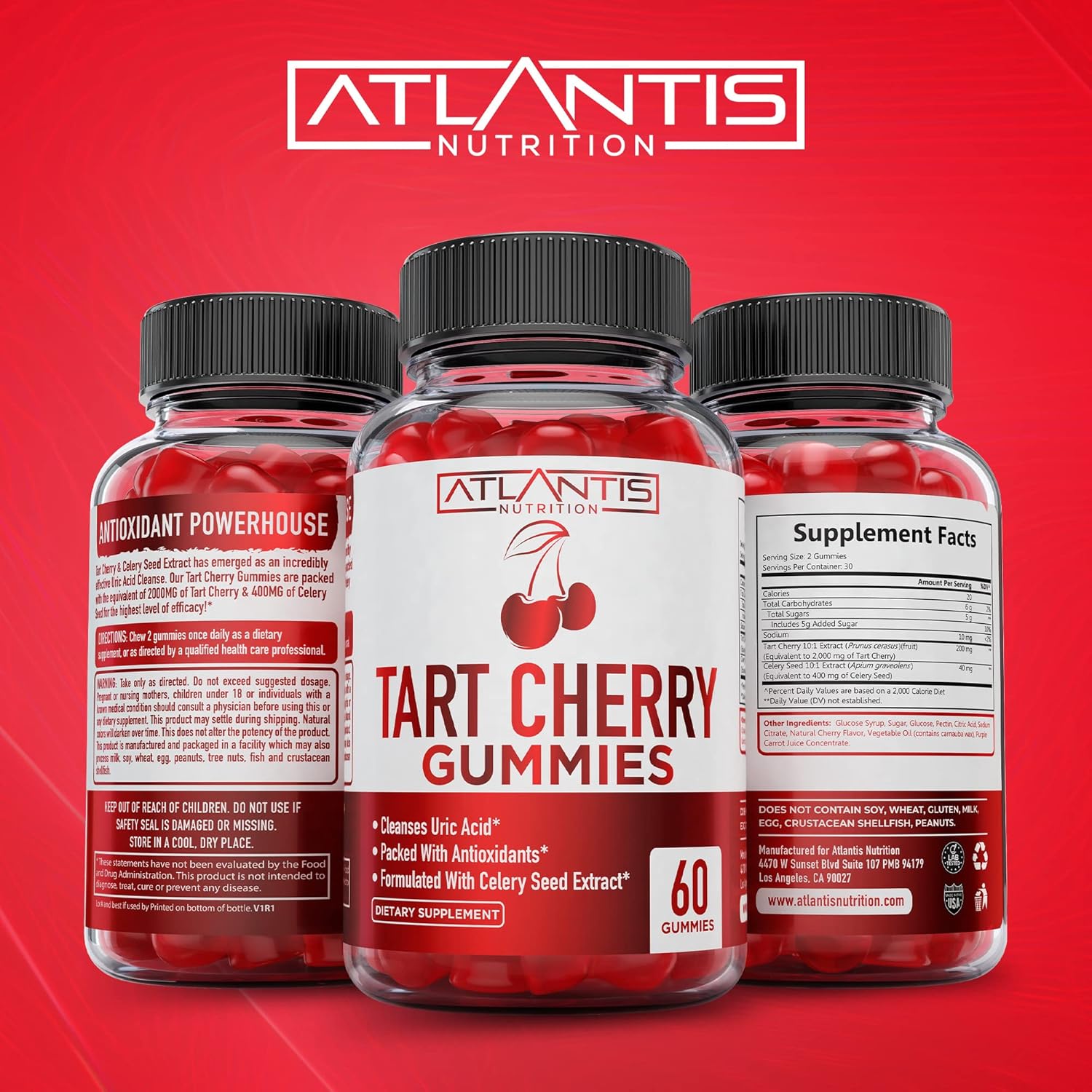 120 Mixed Berry Gummies with Tart Cherry and Magnesium Citrate for Nutritional Support