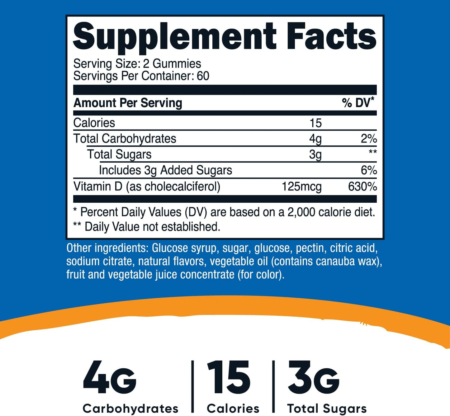 120 Nutricost Vitamin D3 Gummies 5,000 IU - Mixed Berry Flavor, 60 Servings, 125mcg per Gummy