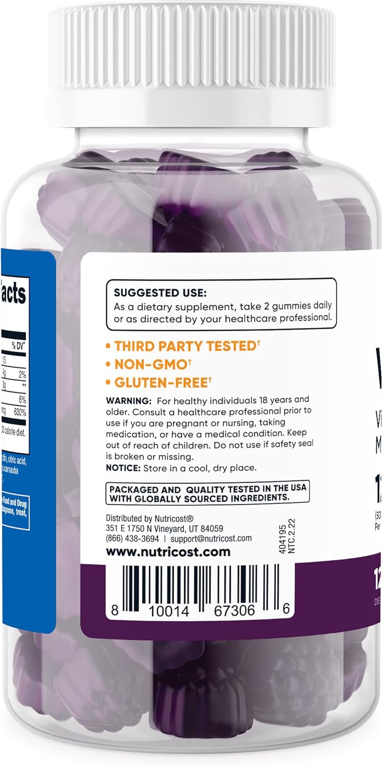 120 Nutricost Vitamin D3 Gummies 5,000 IU - Mixed Berry Flavor, 60 Servings, 125mcg per Gummy