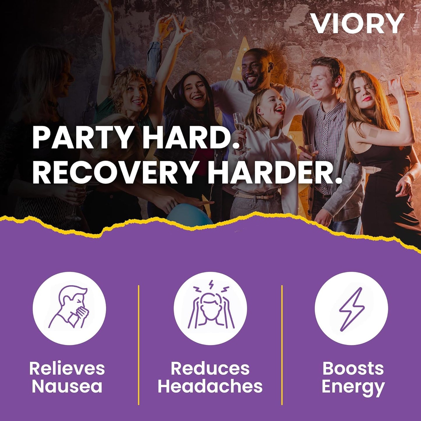 120 Pack Viory Recovery Patches - Natural Ingredients for Refreshed Mornings - Skin-Friendly & Waterproof - Apply Pre-Party for Energy Boost