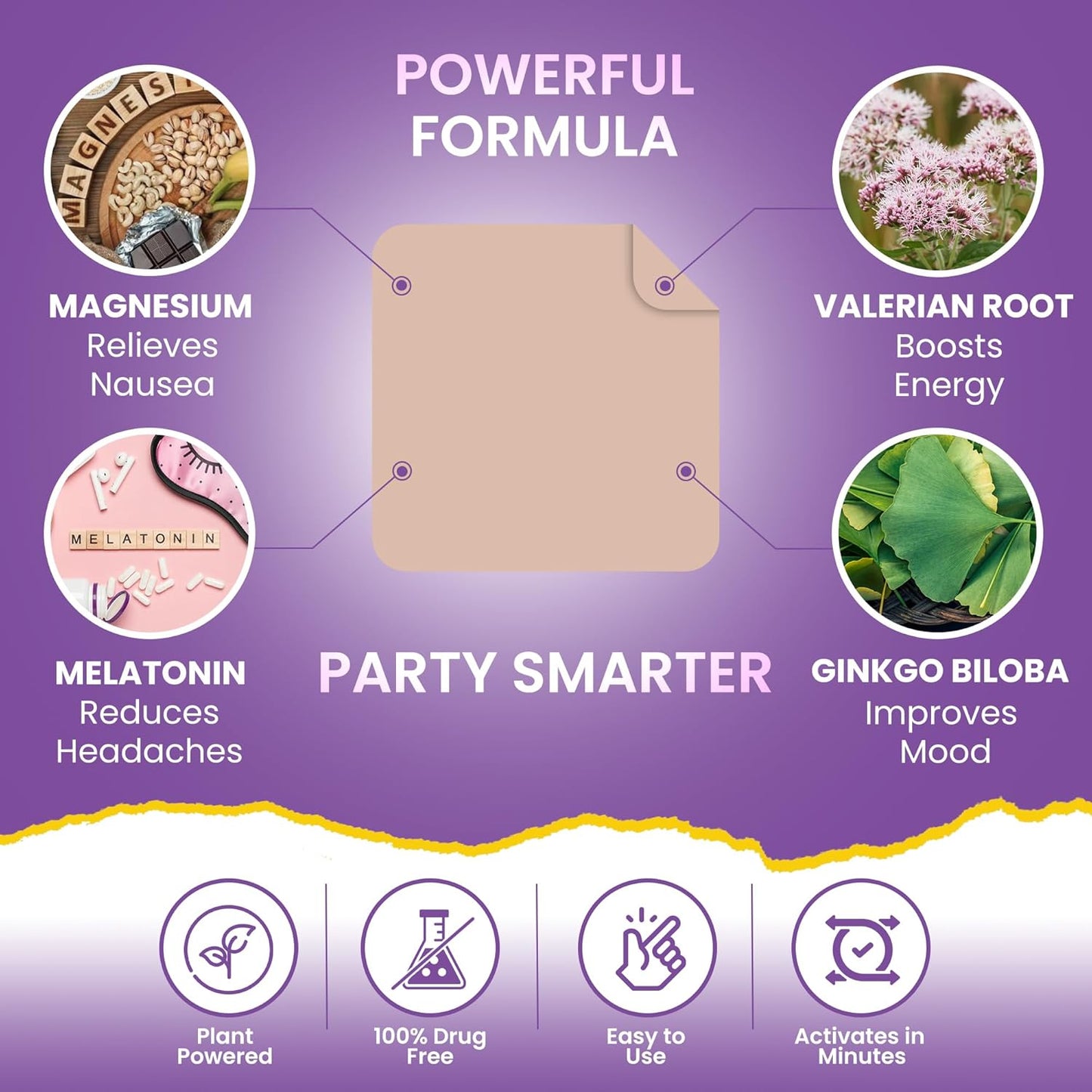 120 Pack Viory Recovery Patches - Natural Ingredients for Refreshed Mornings - Skin-Friendly & Waterproof - Apply Pre-Party for Energy Boost