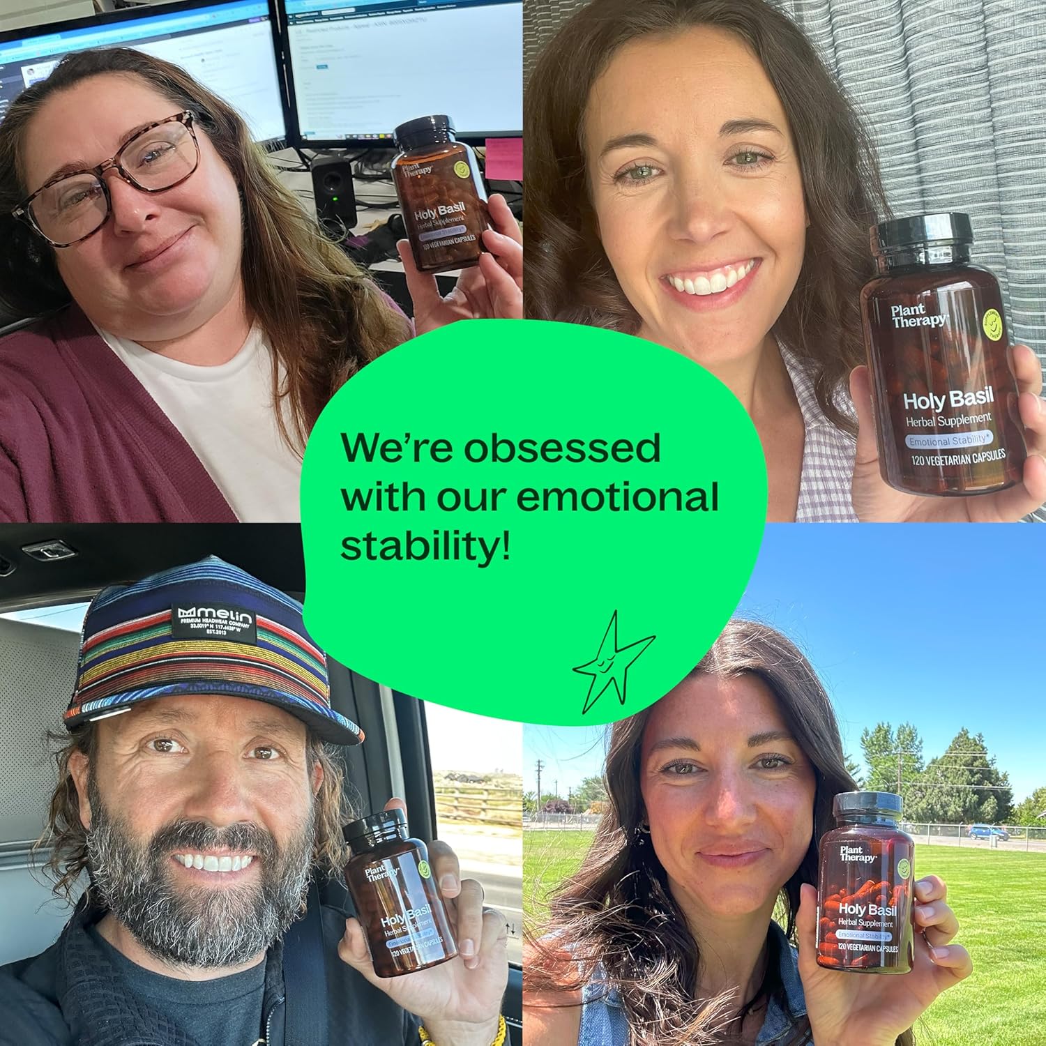 120 Plant Therapy Holy Basil Herbal Supplement Capsules for Emotional Stability & Positive Mood, Combat Fatigue & Mental Tension - USA Made