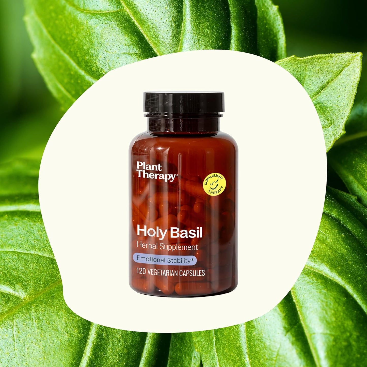 120 Plant Therapy Holy Basil Herbal Supplement Capsules for Emotional Stability & Positive Mood, Combat Fatigue & Mental Tension - USA Made
