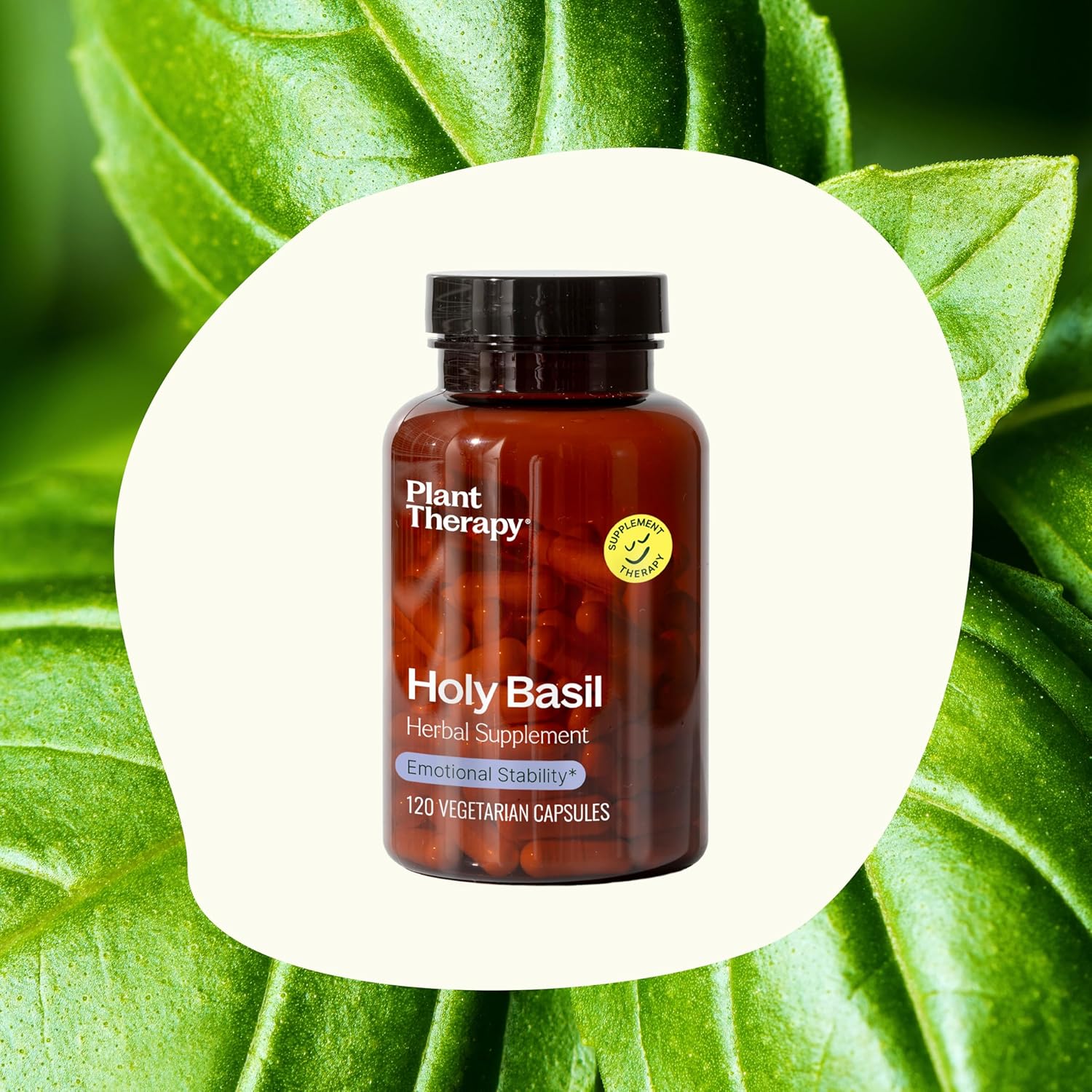 120 Plant Therapy Holy Basil Herbal Supplement Capsules for Emotional Stability & Positive Mood, Combat Fatigue & Mental Tension - USA Made