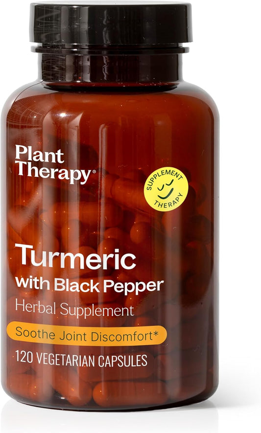 120 Plant Therapy Turmeric & Black Pepper Capsules, 95% Curcuminoids, Joint & Muscle Support, USA Made, Vegetarian Formula