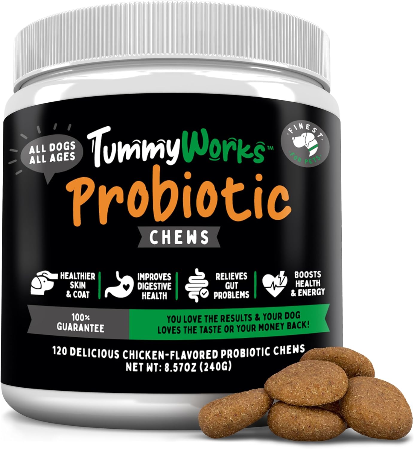 120 Soft Chews Probiotic for Dogs - Supports Digestive Health, Relieves Diarrhea & Constipation, Good for Allergies & Yeast Infections - With Digestive Enzymes, Made in USA