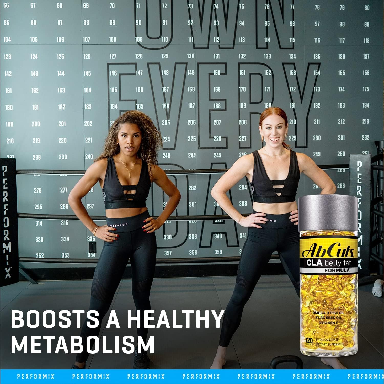 120 Softgel AbCuts CLA Belly Fat Formula with Omega 3 Fish Oil, Flaxseed Oil, and Vitamin E - Boosts Antioxidants & Promotes Healthy Body Composition