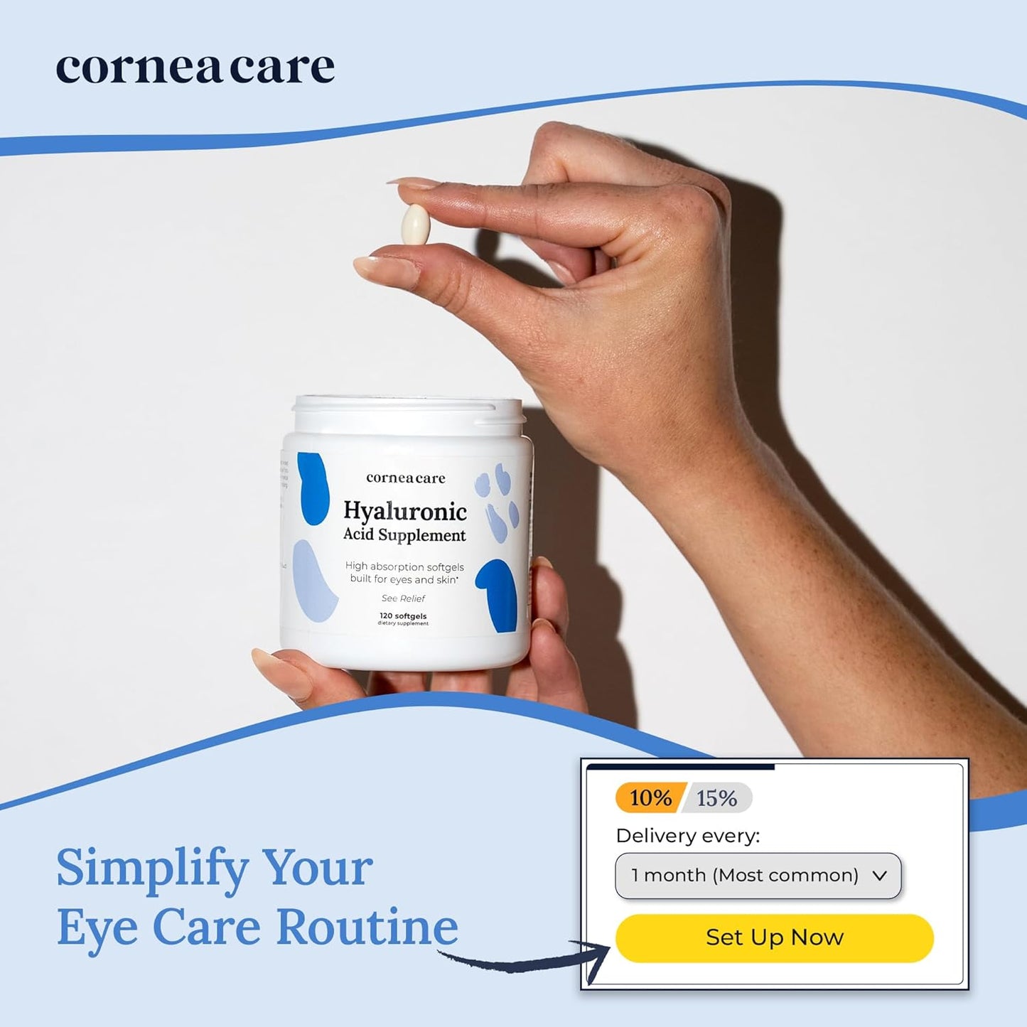 120 Softgel CorneaCare Hyaluronic Acid Supplements for Hydration & Anti-Aging with High Absorption - Eye Vitamins & Supplements