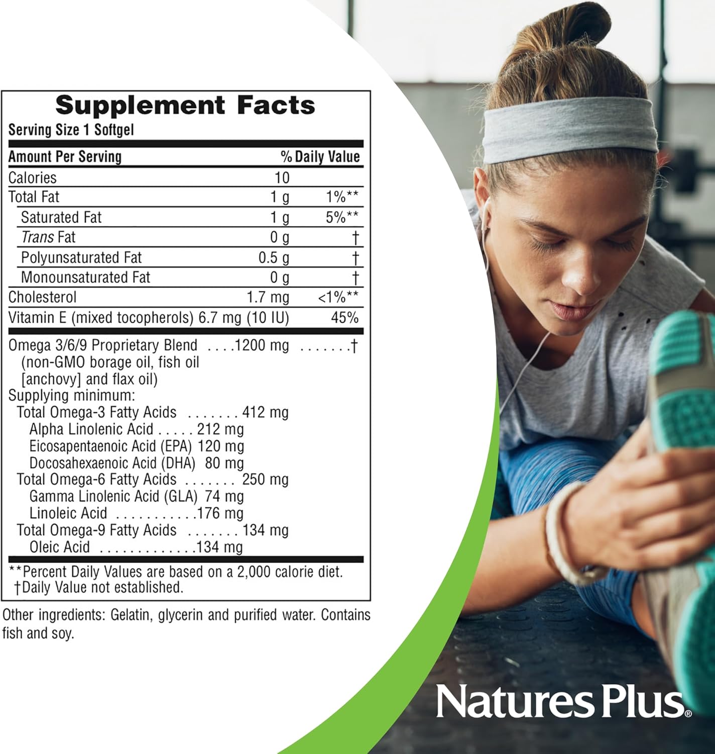 120 Softgel Natures Plus Ultra Omega 3 6 9 Supplement with Borage Oil, Fish Oil, and Flax Oil - Gluten-Free, 120 Servings