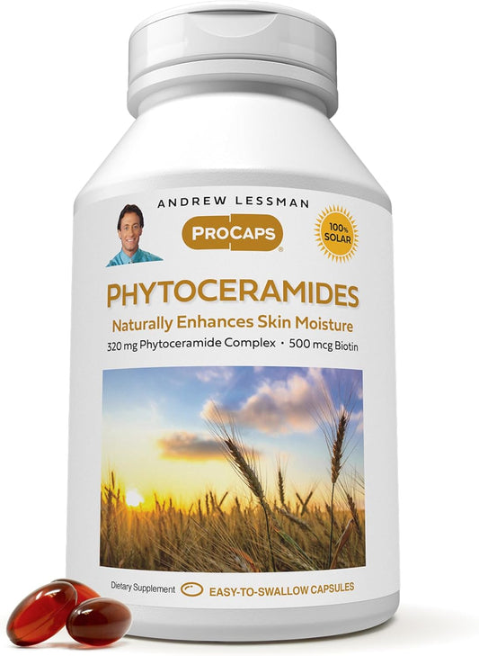 120 Softgels of Andrew Lessman Phytoceramides with Biotin for Naturally Radiant Skin - Additive-Free Moisturizer in Small Easy-to-Swallow Capsules - BoostGo Australia