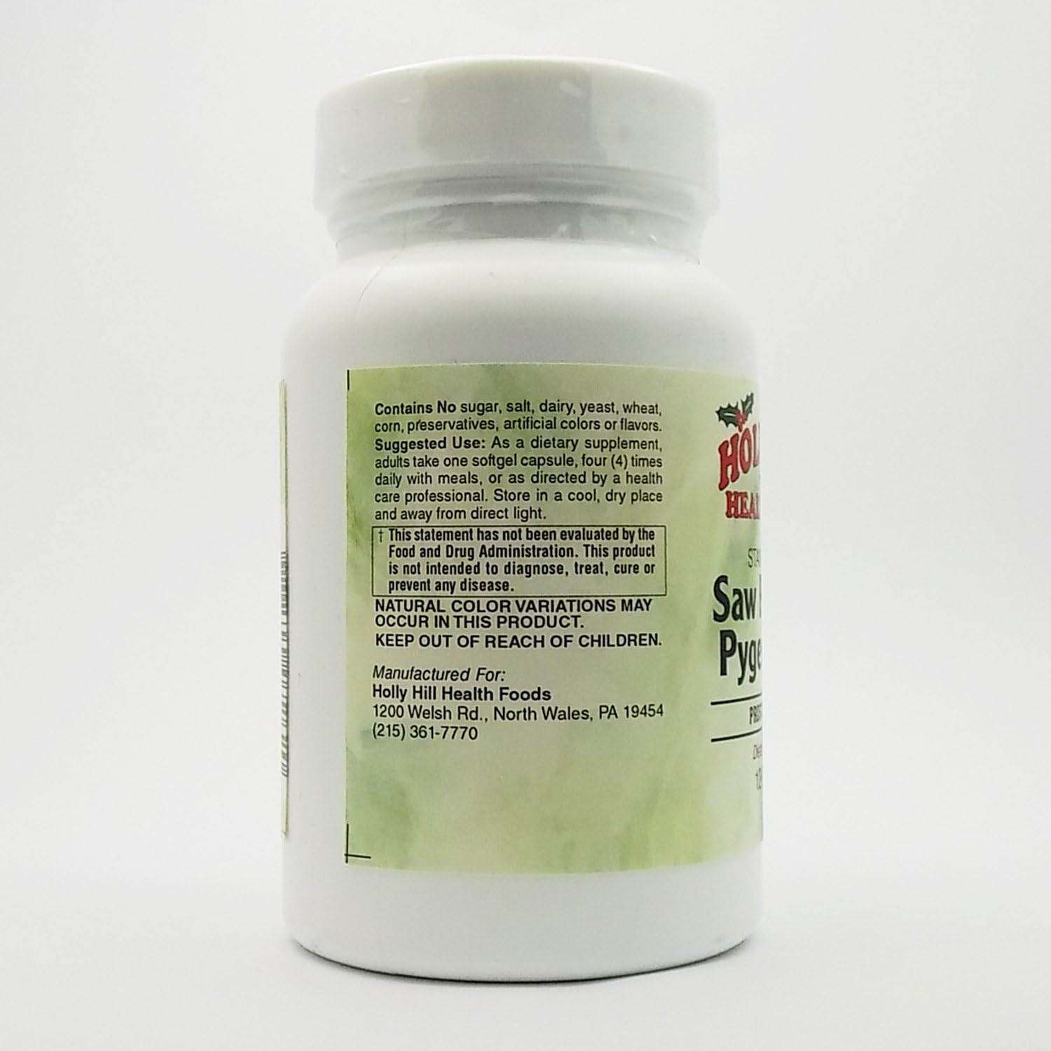 120 Softgels of Holly Hill Health Foods Standardized Saw Palmetto Pygeum Plus