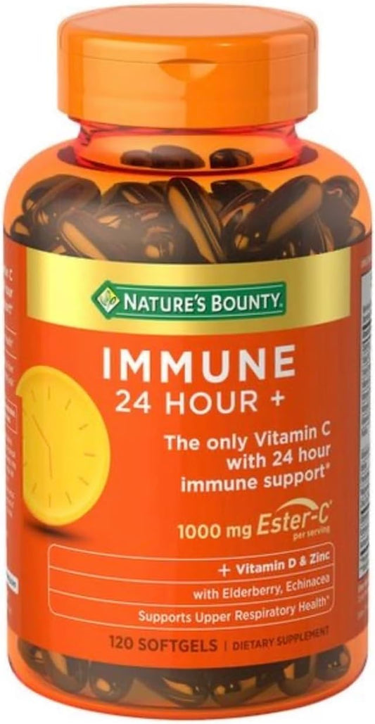 120 Softgels of Long Glacier Nature's Bounty Immune Support Vitamins - Vitamin C, Zinc, and Vitamin D for 24 Hour Daily Protection