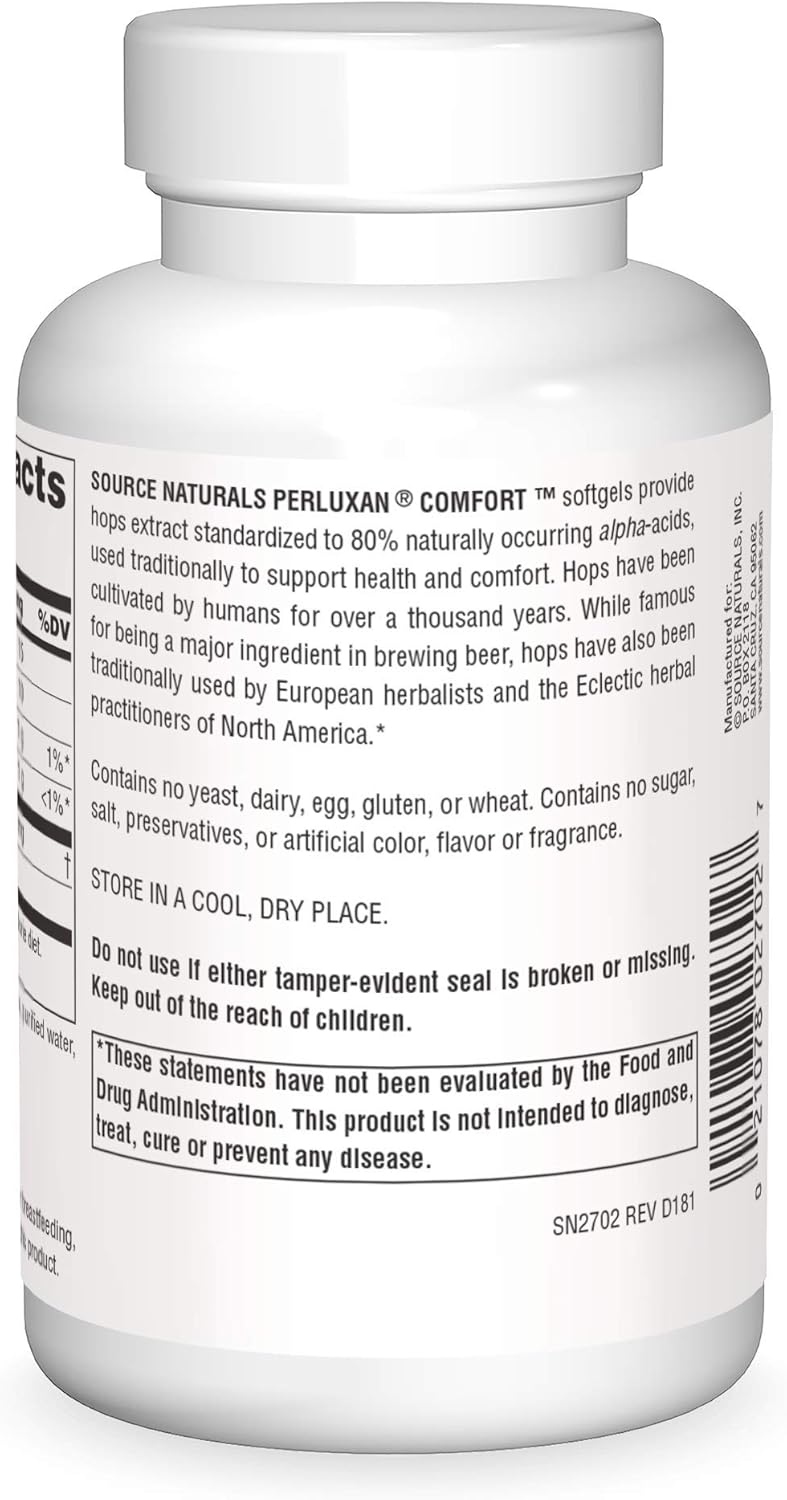 120 Softgels of Source Naturals Perluxan Comfort with 80% Alpha Acids from Hops Extract