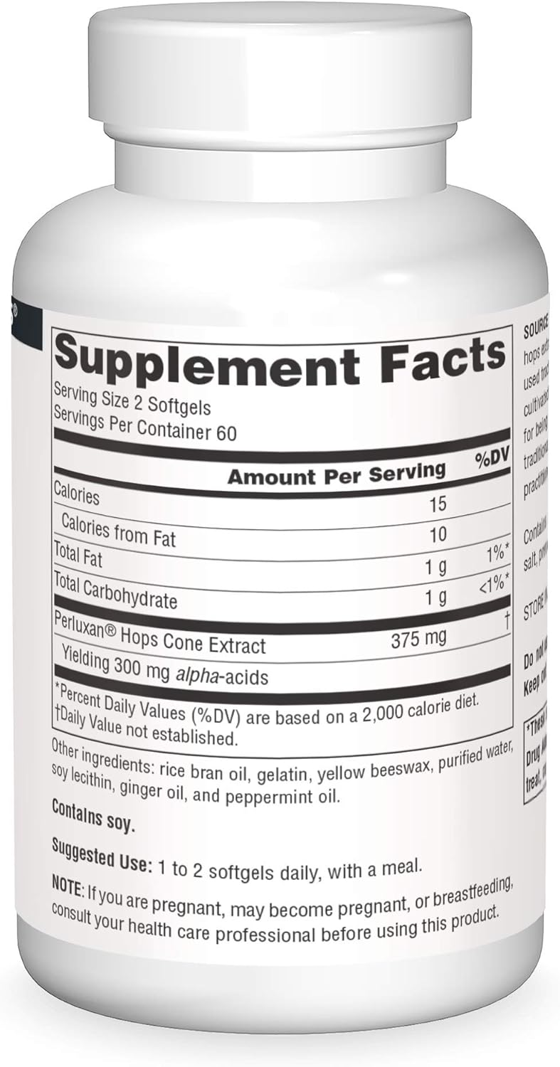 120 Softgels of Source Naturals Perluxan Comfort with 80% Alpha Acids from Hops Extract