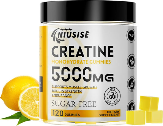 120 Sugar-Free Creatine Monohydrate Gummies with Magnesium Complex and L-Threonate for Energy Support - 1 Pack