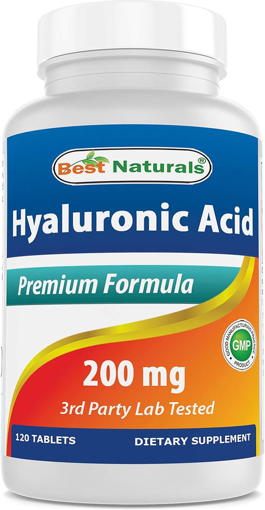 120 Tablets Best Naturals Hyaluronic Acid 200 mg - Non-GMO, Gluten Free for Youthful Skin & Joint Health