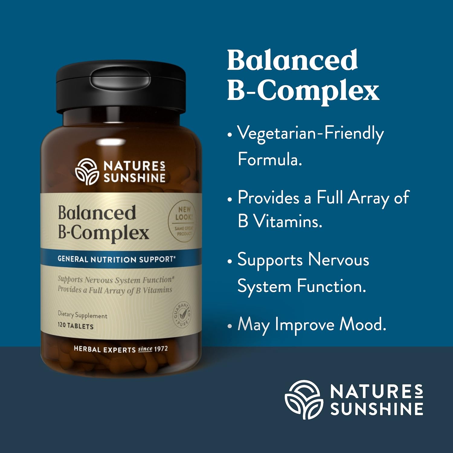 120 Tablets Nature's Sunshine Balanced B Complex | Supports Digestion & Nervous System | Vegetarian Formula