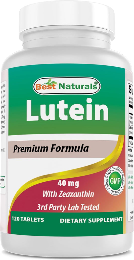 120 Tablets of Best Naturals Lutein 40 mg with Zeaxanthin - Vision Support Supplement