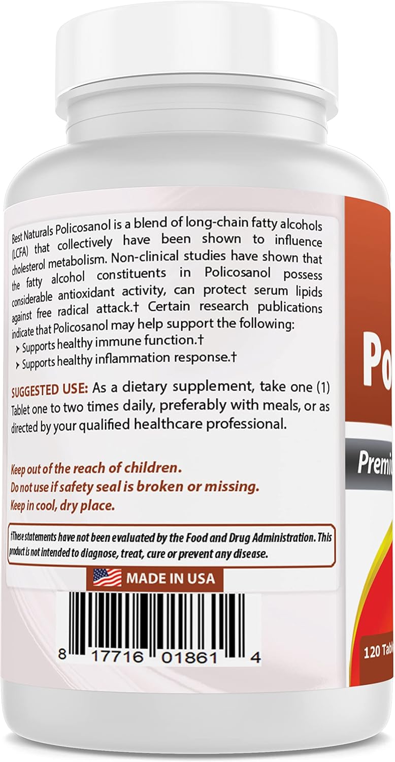 120 Tablets of Best Naturals Policosanol 40mg - Supports Cardiovascular Health*