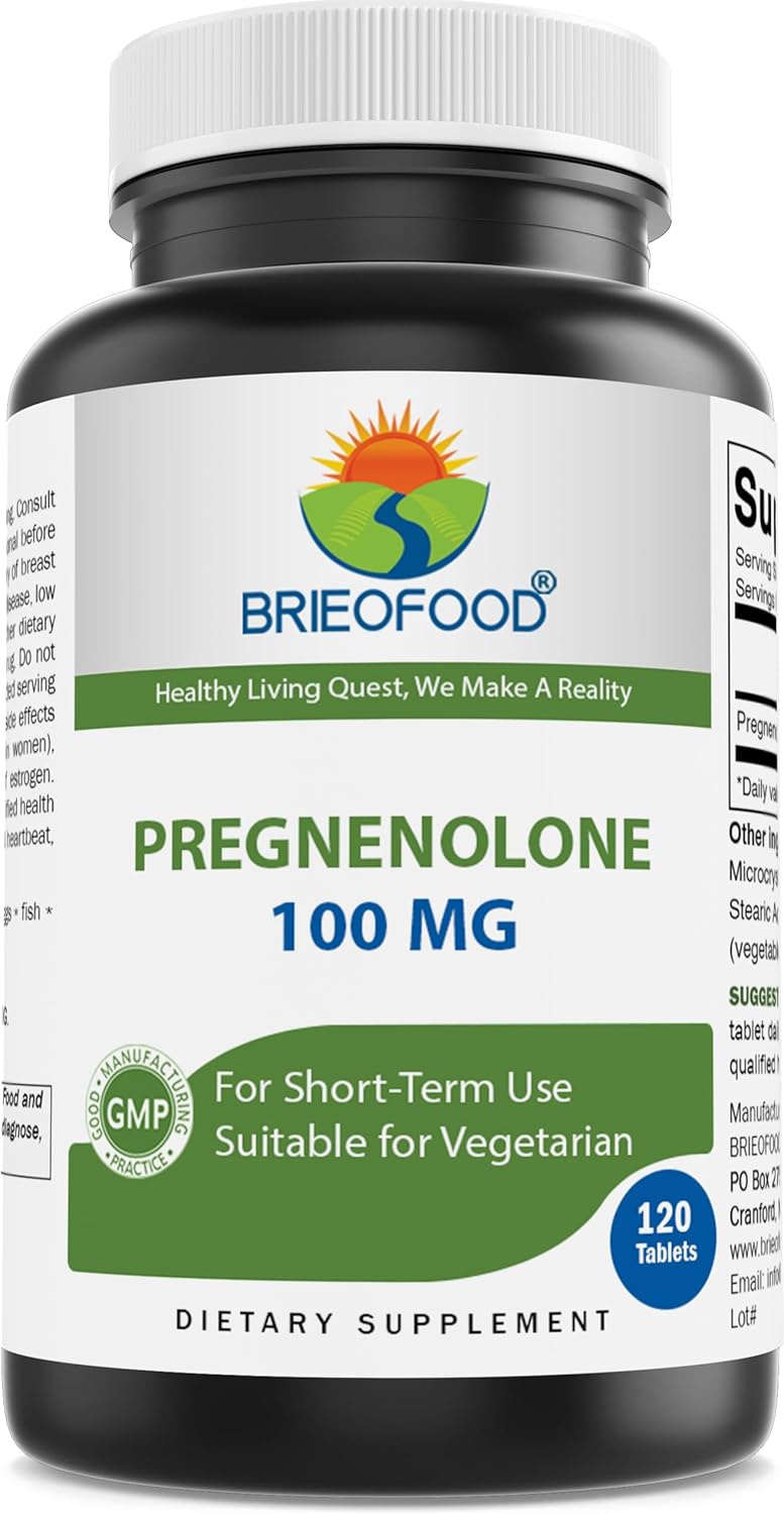 120 Tablets of Brieofood Pregnenolone 100 mg for Hormone Balance