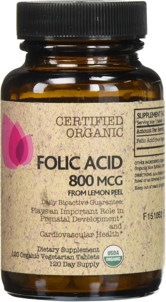 120 Tablets of Futurebiotics Certified Organic Folic Acid Supplement for Health and Wellness