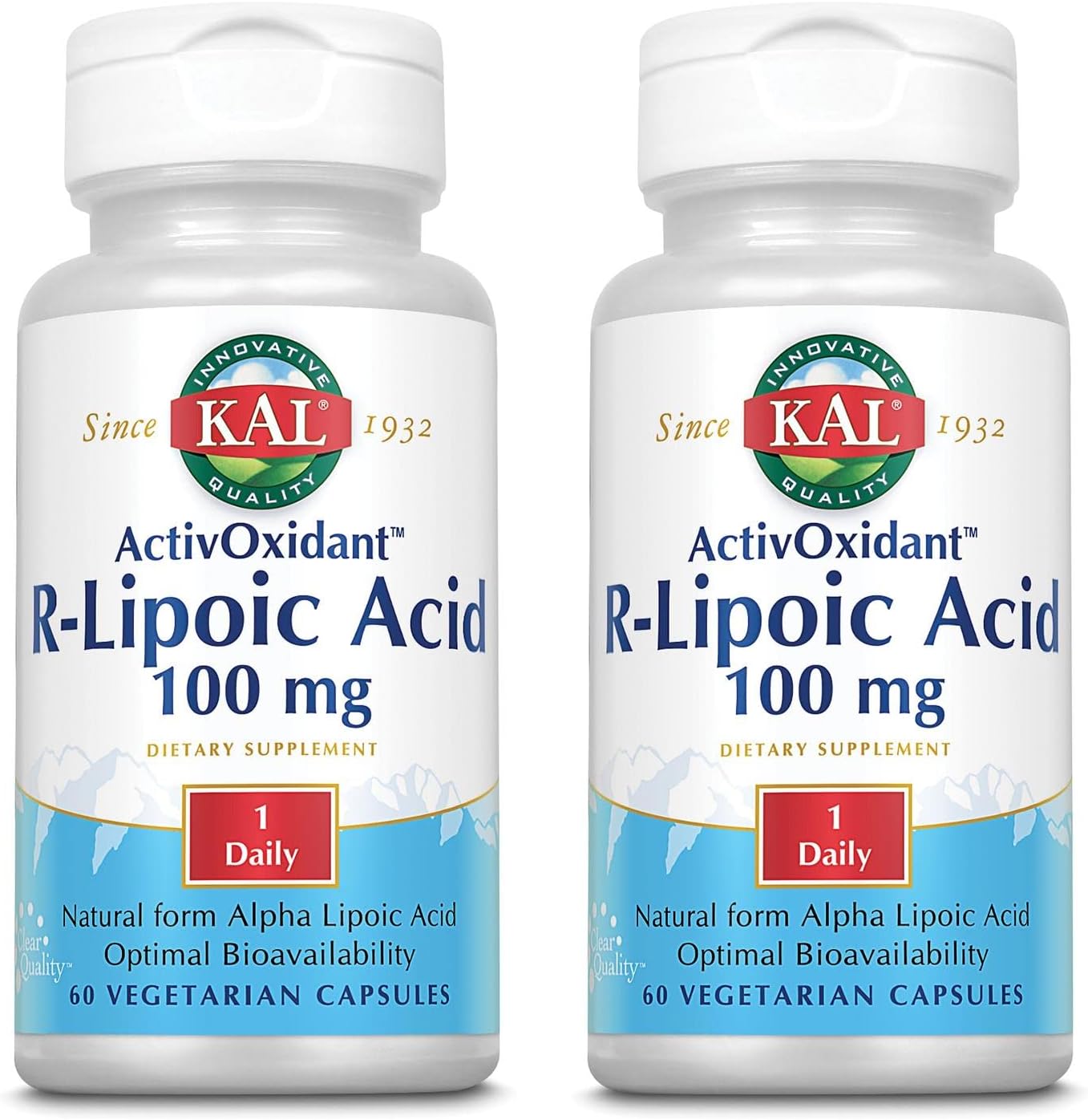 120 Tablets of KAL 100mg R-Lipoic Acid Activoxidant - Pack of 2