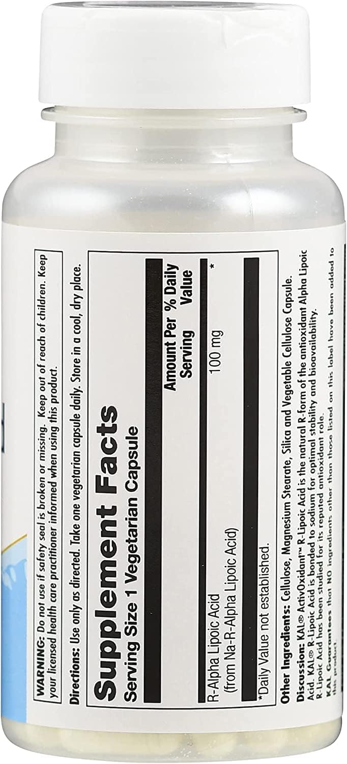 120 Tablets of KAL 100mg R-Lipoic Acid Activoxidant - Pack of 2