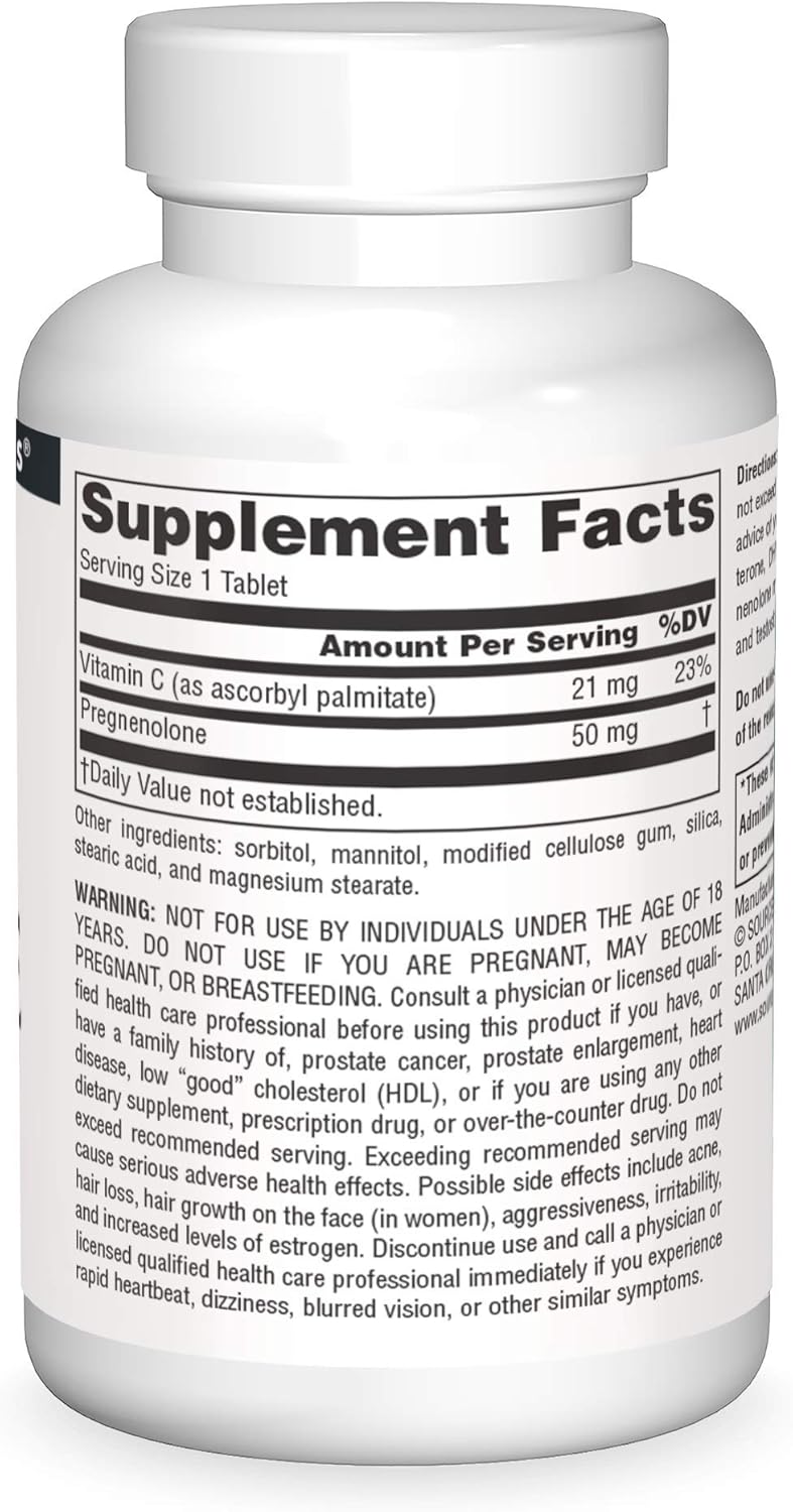 120 Tablets of Source Naturals Pregnenolone 50mg for Hormone Balance and Cognitive Health