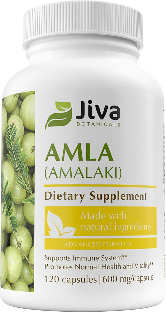 120 Vegan Amla Capsules by Jiva Botanicals - Amalaki Powder Supplement for Vitality - Indian Gooseberry Herb