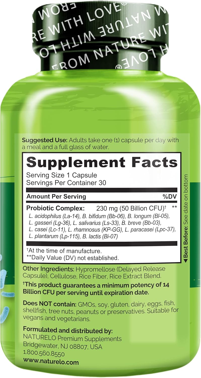 120 Vegan Capsules Bundle: NATURELO Probiotic & Digestive Enzymes Support Supplement