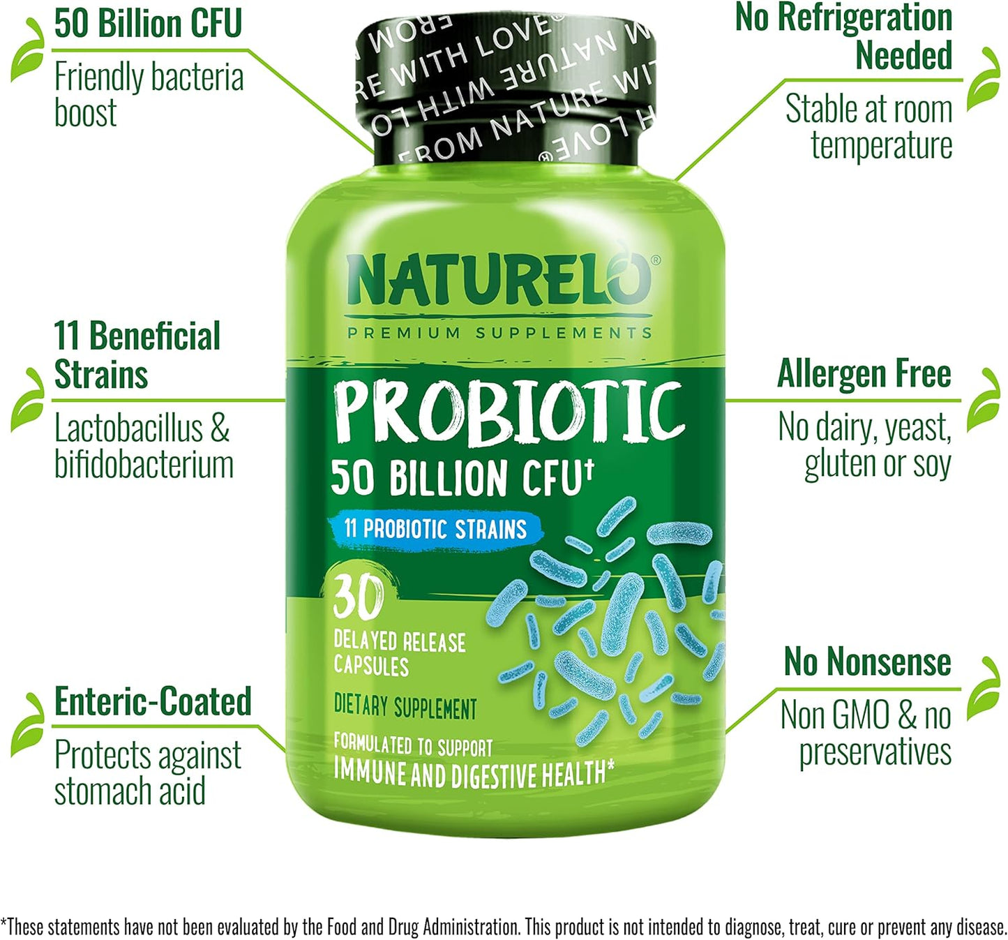 120 Vegan Capsules Bundle: NATURELO Probiotic & Digestive Enzymes Support Supplement