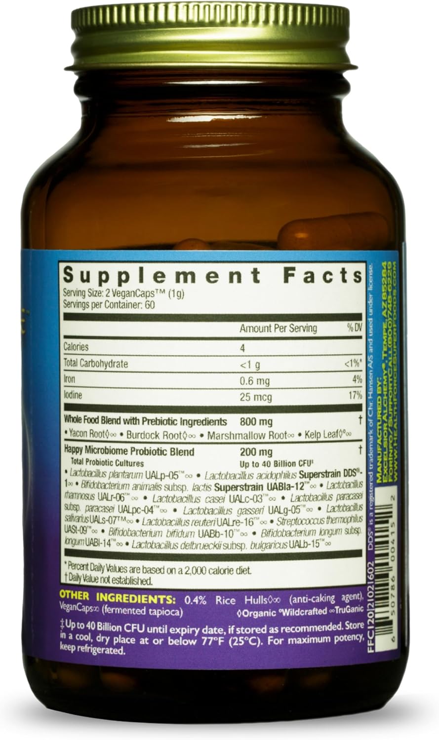 120 Vegan Capsules of HealthForce SuperFoods Friendly Force - Plant-Based Probiotic Formula