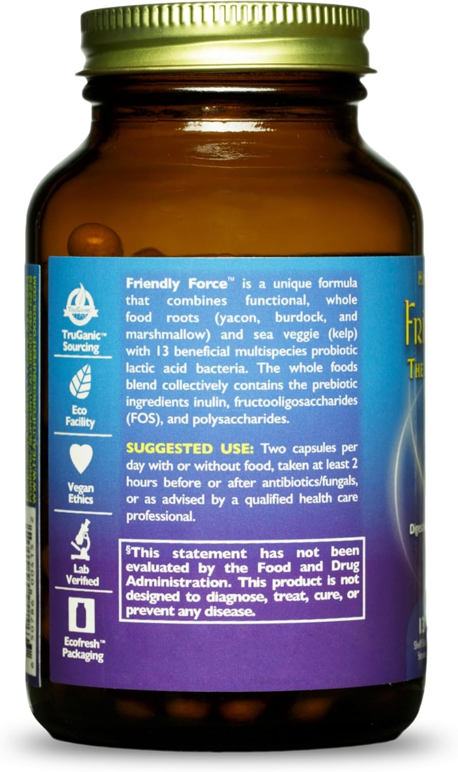 120 Vegan Capsules of HealthForce SuperFoods Friendly Force - Plant-Based Probiotic Formula