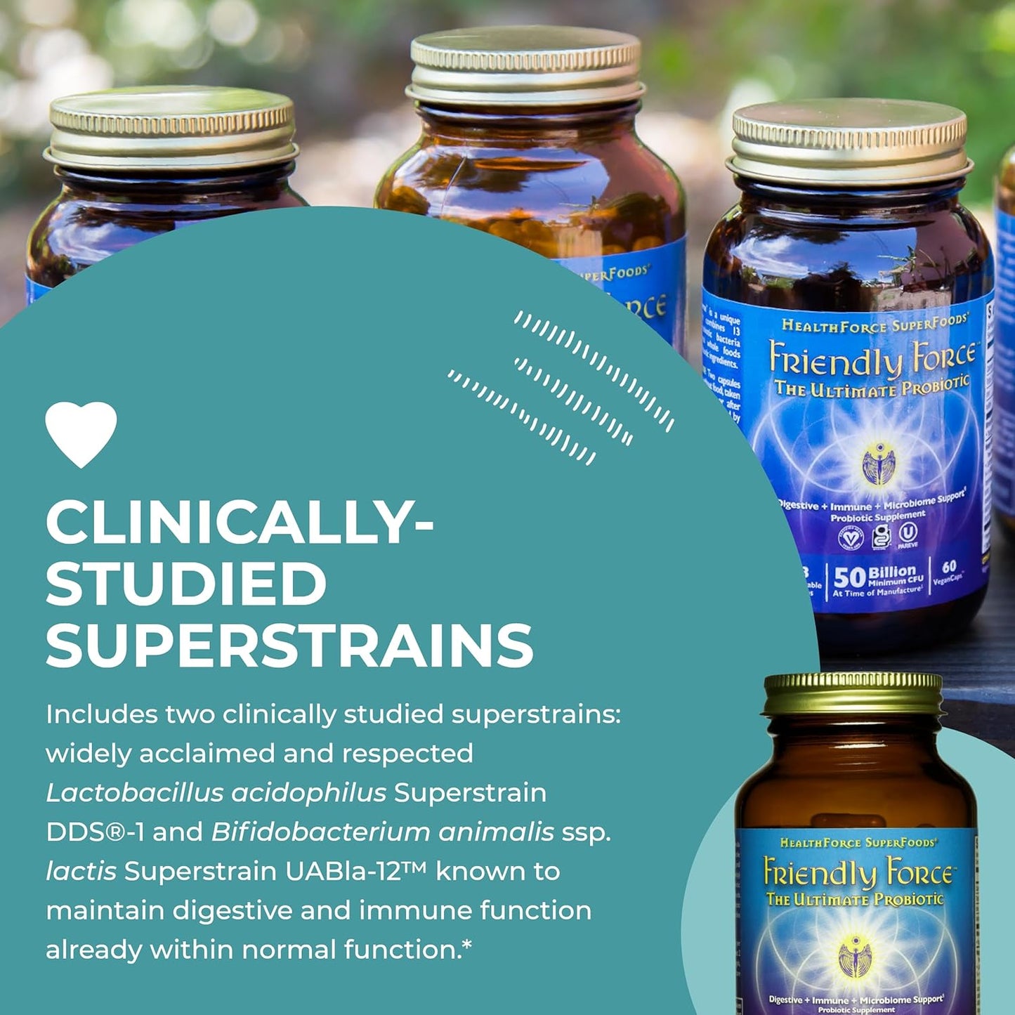 120 Vegan Capsules of HealthForce SuperFoods Friendly Force - Plant-Based Probiotic Formula