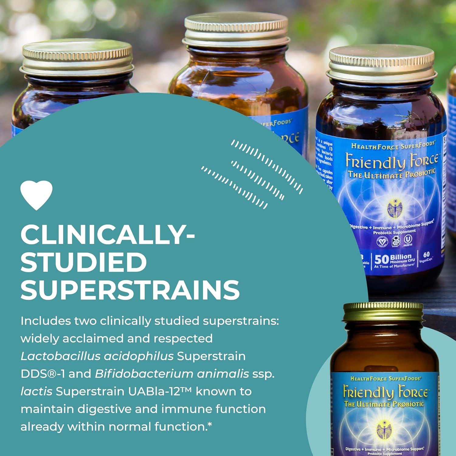 120 Vegan Capsules of HealthForce SuperFoods Friendly Force - Plant-Based Probiotic Formula