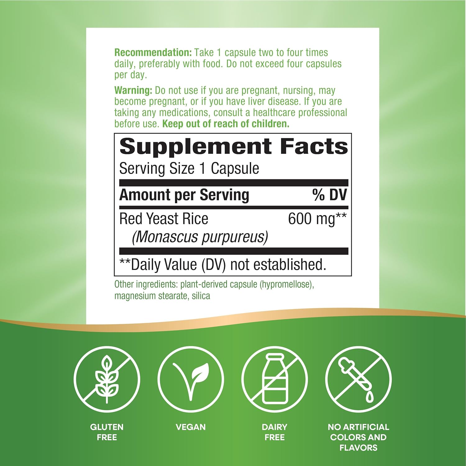 120 Vegan Capsules of Nature's Way Red Yeast Rice for Traditional Support