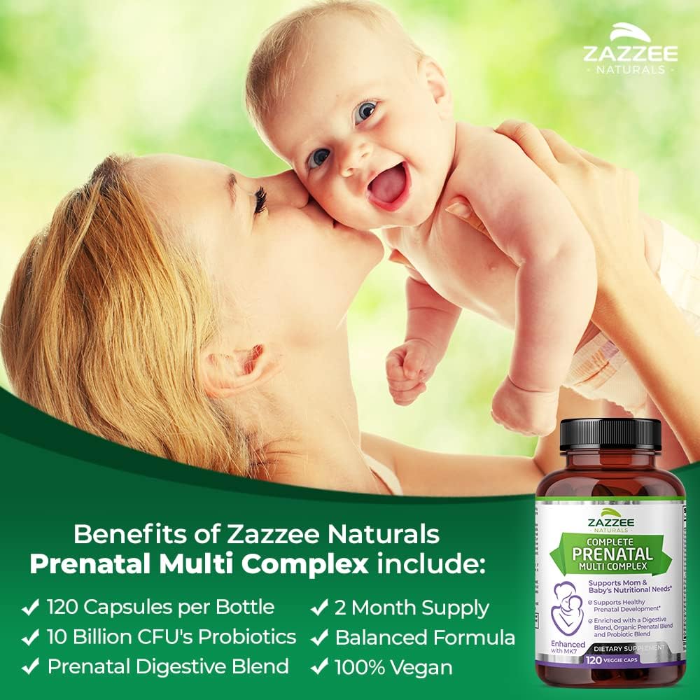 120 Vegan Capsules Prenatal Multi Complex with 23 Essential Vitamins & Minerals, Probiotics, Enzymes, Organic Herbal Blend - 2 Month Supply - BoostGo Australia