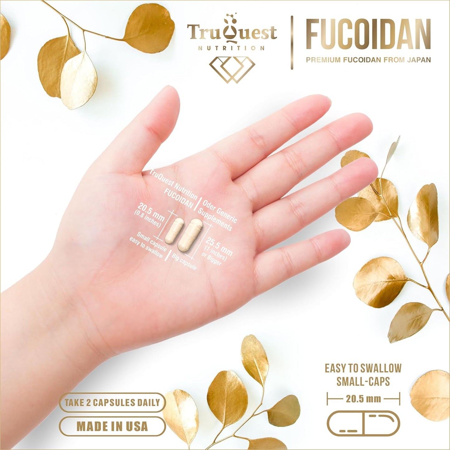 120 Vegetable Capsules of TruQuest Nutrition Premium Fucoidan Extract Immunity Supplement with Pure Mozuku and Mekabu Algae - Boost Health