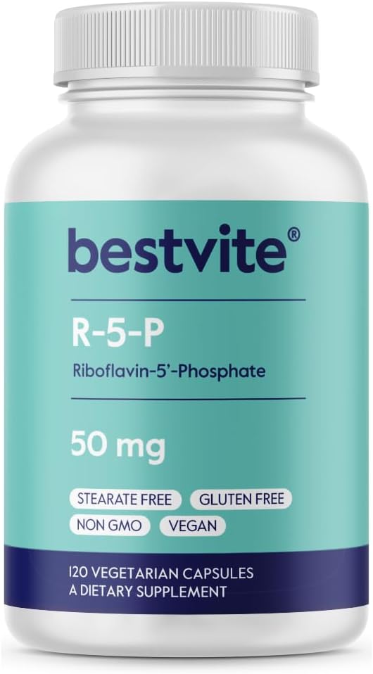 120 Vegetarian Capsules of BESTVITE Riboflavin 5'-Phosphate: Vegan, Non GMO, Gluten Free - Bioactive Vitamin B2