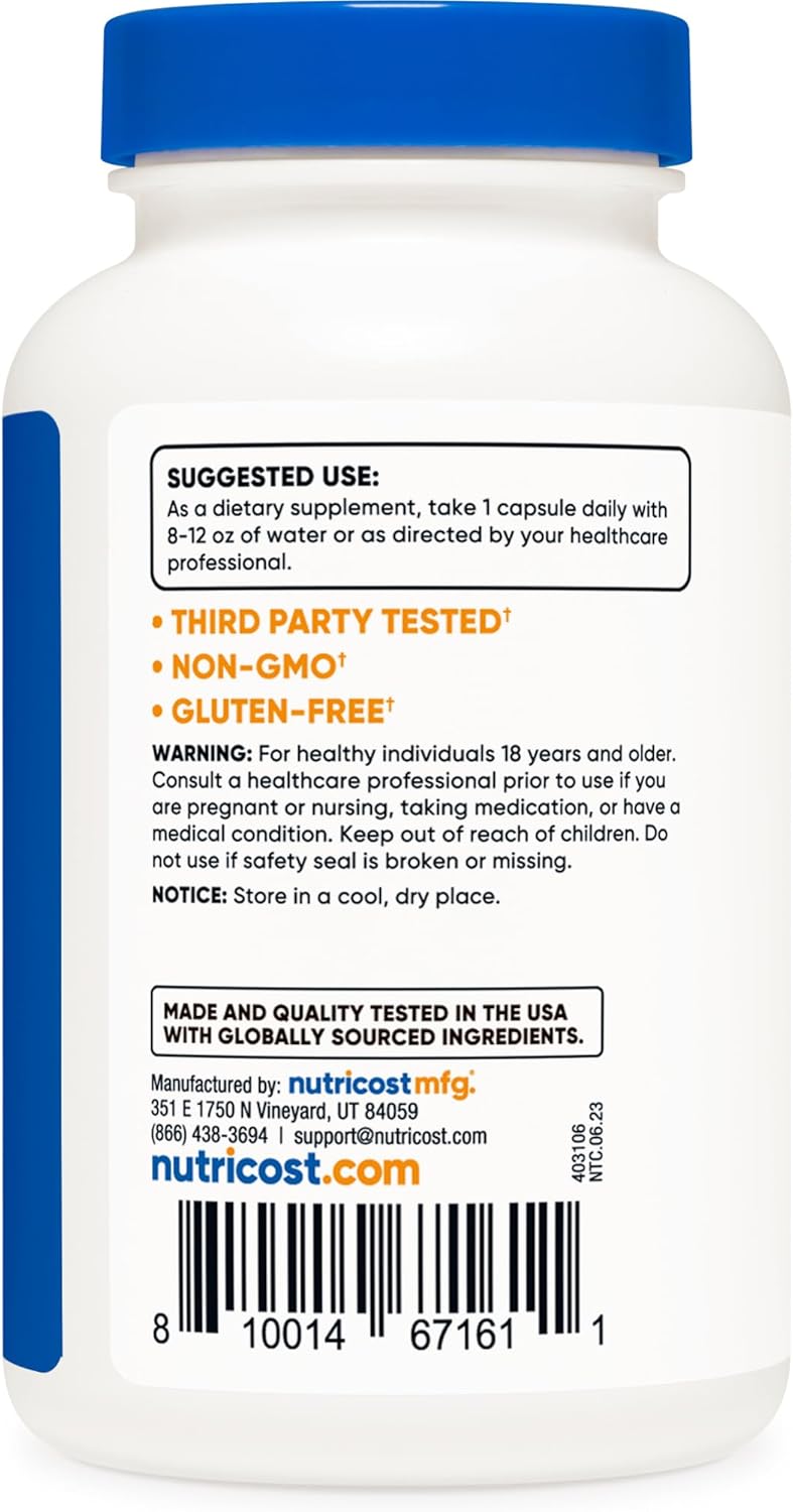 120 Vegetarian Capsules of Nutricost Zinc Gluconate (50mg) - Gluten Free and Non-GMO Supplement