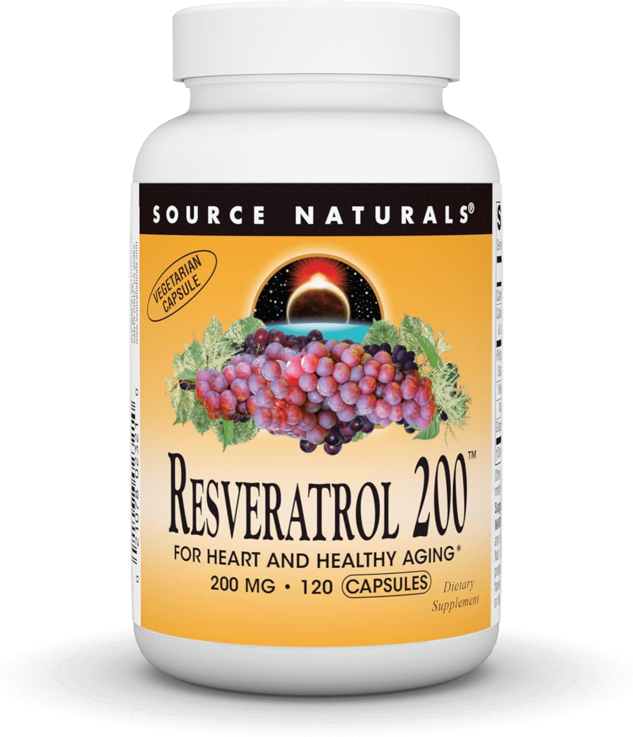 120 Vegetarian Capsules of Source Naturals Resveratrol 200 mg for Heart Health and Longevity