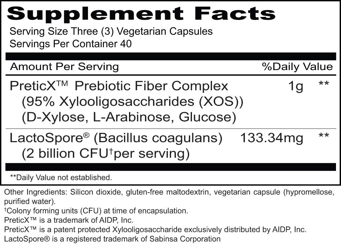 120 Vegetarian Capsules Priority One Pre+Probiotic - Clinical Strength for Healthy Gut Microflora Support