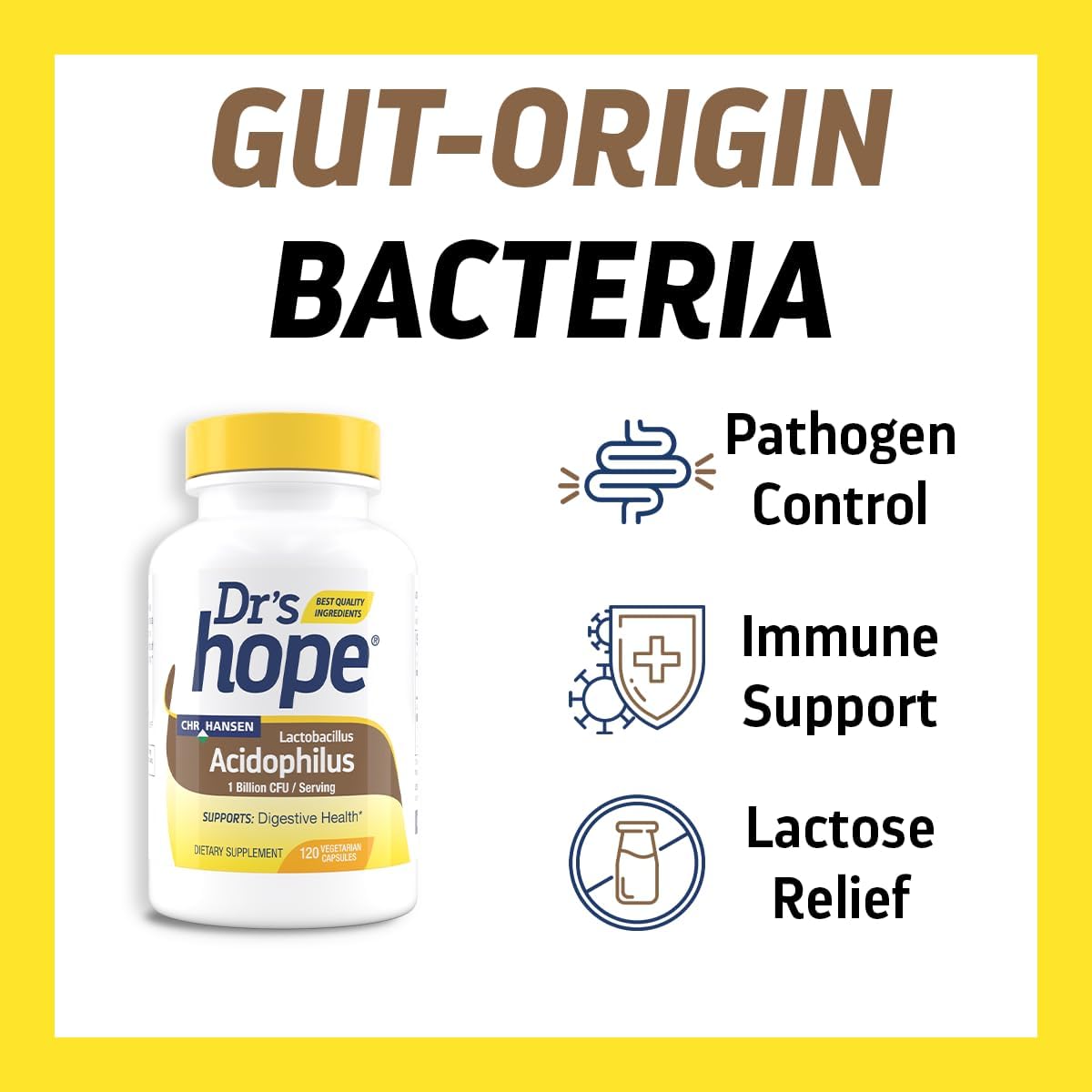 120 Veggie Capsules Lactobacillus Acidophilus 1B CFU Probiotics - Supports Digestive, Immune & Gut Health - Made in USA
