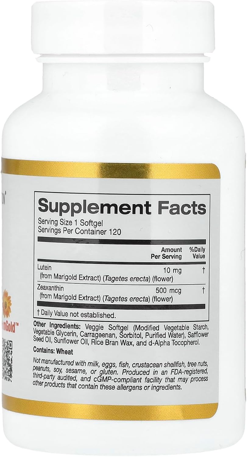 120 Veggie Softgels of California Gold Nutrition Lutein with Zeaxanthin, 10 mg