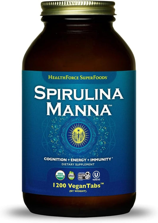1200 Vegan Spirulina Manna Tablets by HealthForce SuperFoods
