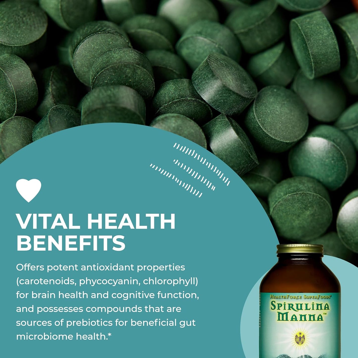 1200 Vegan Spirulina Manna Tablets by HealthForce SuperFoods