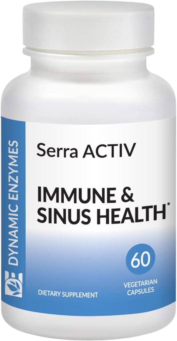 120,000 SPU Serrapeptase Enzymes - 60 Vegan Capsules for Sinus & Heart Health - Acid-Resistant Formula - Immune & Systemic Support